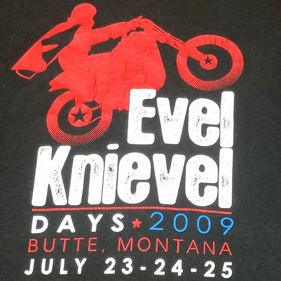 Evel Knievel Days T Shirt 2009 RARE Ringer Black L Men Biker Stunt Cycle MT - Picture 3 of 12